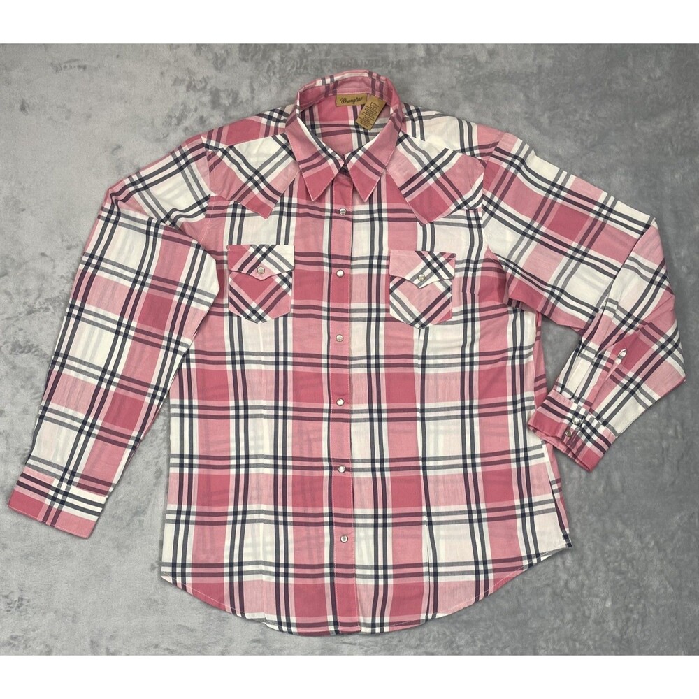 Wrangler Women's Western Fashion Pearl Snap Shirt Large Red Plaid